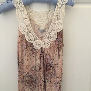 Charlotte Russe Pink and White Lace Tank